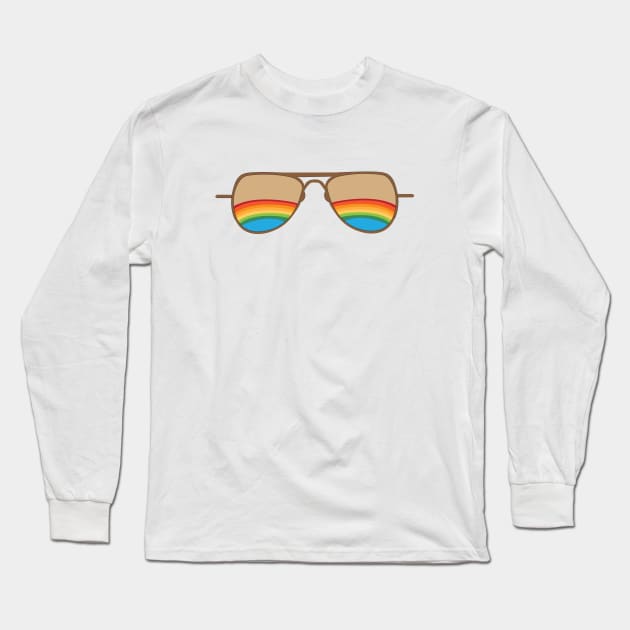 Rainbow Aviator Sunglasses Long Sleeve T-Shirt by Julia Newman Studio